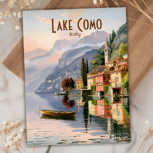 Benutzerdefinierte Vintage-Lake Como Italien Aquar Postkarte