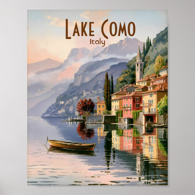 Benutzerdefinierte Vintage-Landschaft am Comer See Poster (Vorne)