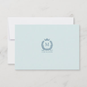 Benutzerdefinierte Vintage-Monogramm-Kranz-Notizka Mitteilungskarte