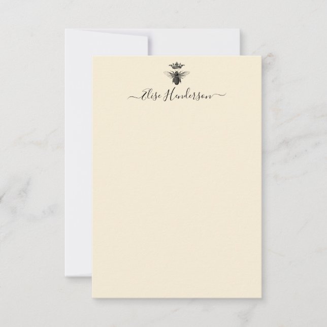 Benutzerdefinierte Vintage Queen Bee Note Card Mitteilungskarte (Vorderseite)