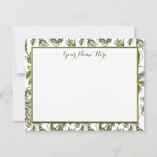 Benutzerdefinierte Vintage Rose florale flache Not Mitteilungskarte (Vorderseite)