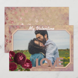 Benutzerdefinierte Vintage-Rote Rosen Valentinstag Feiertagskarte