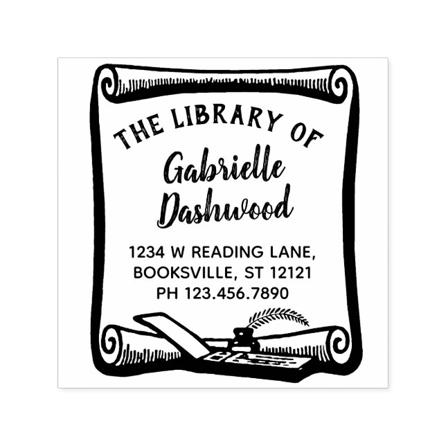 Benutzerdefinierte Vintage Scroll Library für das  Permastempel (Design)