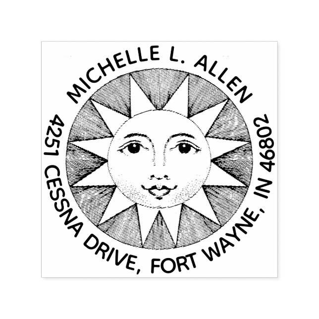 Benutzerdefinierte Vintage Sun-Gesichtshälfte rund Permastempel (Design)