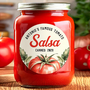 Benutzerdefinierte Vintage-Tomaten-Salsa-Konserve Runder Aufkleber