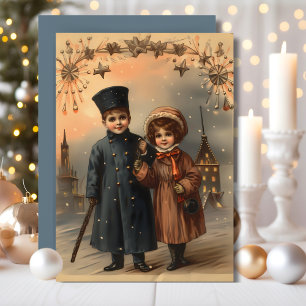 Benutzerdefinierte Vintage-Victorian-Neujahrsgrüße Feiertagskarte
