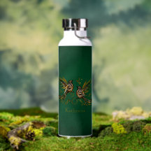 Benutzerdefinierte Vintage-Vögel Blumen Grün