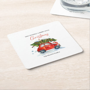 Benutzerdefinierte Vintage-Weihnachtsservietten – Rechteckiger Pappuntersetzer