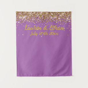 Benutzerdefinierte violette und goldene Glitter-Ho Wandteppich