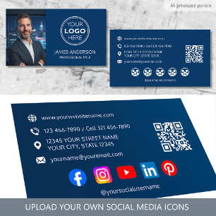Benutzerdefinierte Visitenkarte Foto-Logo Social M