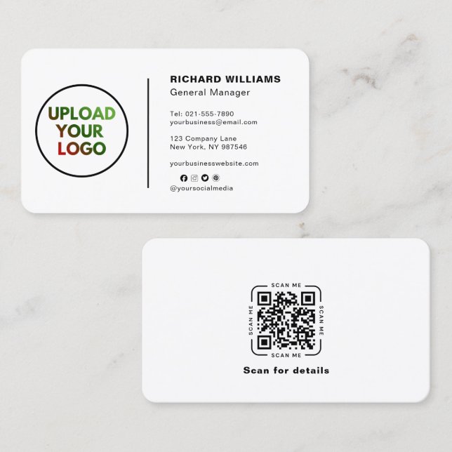 Benutzerdefinierte Visitenkarte mit Logo – Social  (Vorne/Hinten)