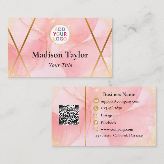 Benutzerdefinierte Visitenkarte mit rosa, goldfarb (Vorne/Hinten)