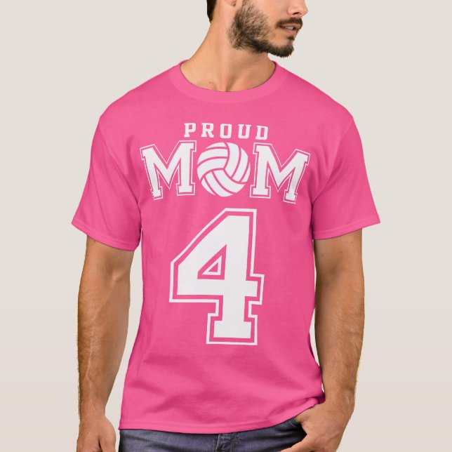 Benutzerdefinierte Volleyball-Mama Nummer 4 Person T-Shirt (Vorderseite)