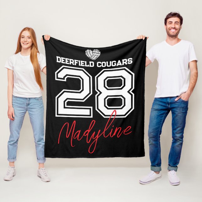 Benutzerdefinierte Volleyball Name Nummer Schule  Fleecedecke (Beispiel)