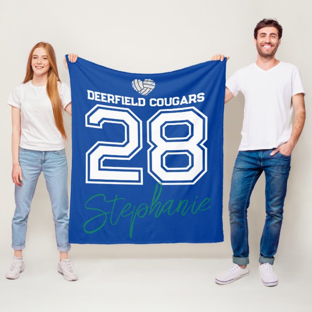 Benutzerdefinierte Volleyball Name Nummer Schule  Fleecedecke (Beispiel)