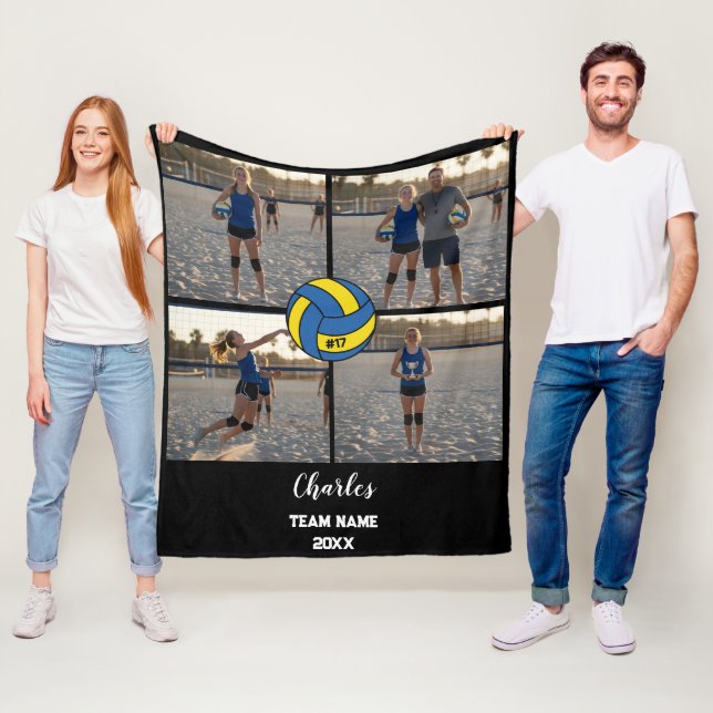 Benutzerdefinierte Volleyball-Player-FotoCollage m Fleecedecke (Beispiel)