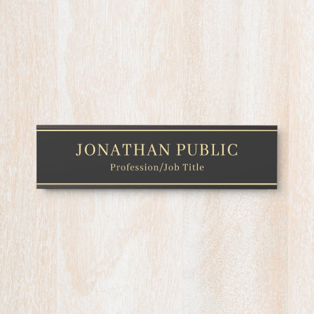 Benutzerdefinierte Vorlage elegante Office Black a Türschild (Vorderseite )