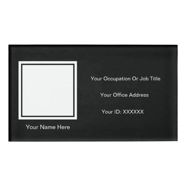 Benutzerdefinierte Vorlagen für Schwarz-weißes Fot Namenschild (Vorderseite)