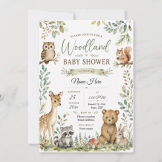 Benutzerdefinierte Wald-Babyparty | Waldtiere Einladung