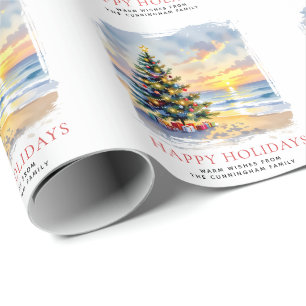 Benutzerdefinierte Wasserfarbe Festliche Strand Kü Geschenkpapier