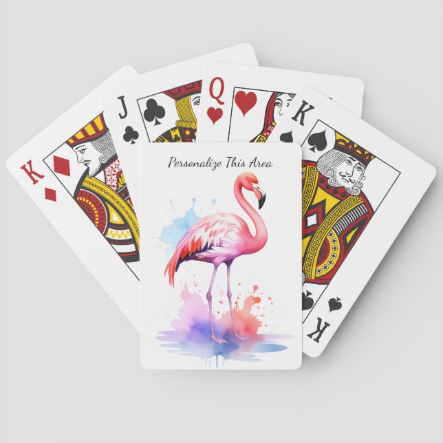 Benutzerdefinierte Wasserfarbe Flamingo Spielkarte (Rückseite)