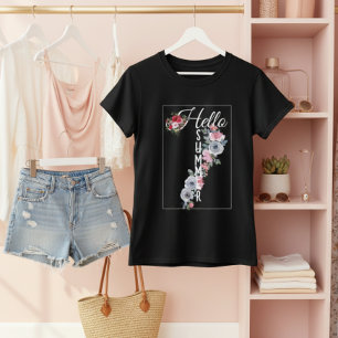 Benutzerdefinierte Wasserfarbe Florale Typografie T-Shirt