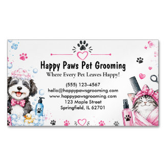 Benutzerdefinierte Wasserfarbe Pet Grooming Magnetische Visitenkarte