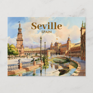 Benutzerdefinierte Wasserfarbe von Sevilla Spanien Postkarte