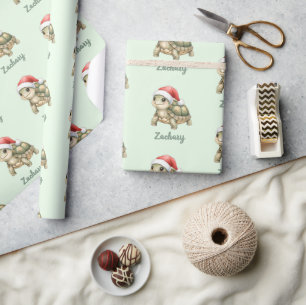 Benutzerdefinierte Wasserfarbe Weihnachten Schildk Geschenkpapier