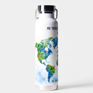 Benutzerdefinierte Wasserfarben-Weltkarte Edelstah Trinkflasche
