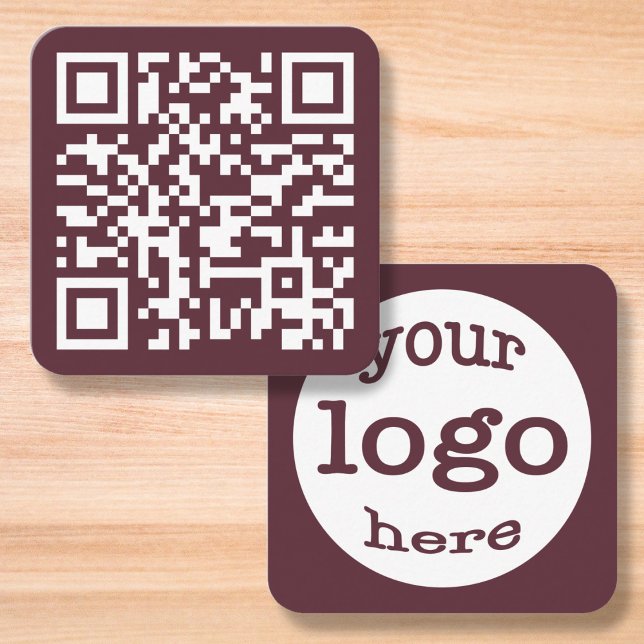 Benutzerdefinierte Website QR Code Firmenlogo Dunk Quadratische Visitenkarte (Custom Website QR Code Company Logo Dark Brown Square Business Card)