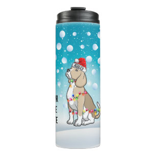 Benutzerdefinierte Weihnachts-Beagle-Kopf-Santa-Hu Thermosbecher
