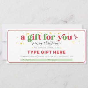 Benutzerdefinierte Weihnachts-Geschenkgutschein-Ze Einladung