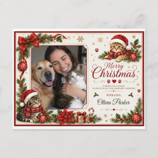 Benutzerdefinierte Weihnachts-Katzenliebhaber-Foto Feiertagspostkarte