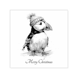 Benutzerdefinierte Weihnachts-Puffin-Orange-Pompon Permastempel