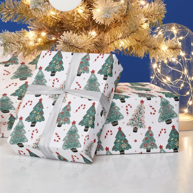 Benutzerdefinierte Weihnachtsbaum-Kandiszuckerhake Geschenkpapier (Feiertage)