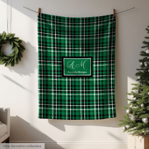 Benutzerdefinierte Weihnachtsdecke Grün-Schwarzes Fleecedecke