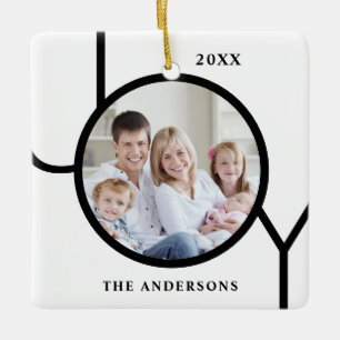 Benutzerdefinierte Weihnachtsfreude-Familienfotos  Keramikornament