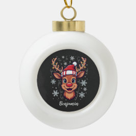 Benutzerdefinierte Weihnachtsfreude Süßes Rentier Keramik Kugel-Ornament