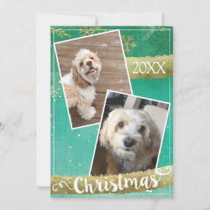 Benutzerdefinierte Weihnachtskarte mit zwei Fotos Feiertagskarte