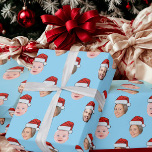 Benutzerdefinierte Weihnachtsmannmützen-Gesichter Geschenkpapier