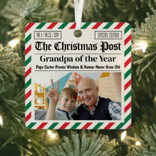 Benutzerdefinierte Weihnachtszeitung für Opa oder Ornament Aus Metall