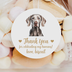 Benutzerdefinierte Weimaraner Hund Hochzeit Gesche Runder Aufkleber