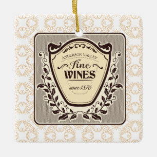 Benutzerdefinierte Weinberg-Feinwein-Weihnachtsdek Keramikornament