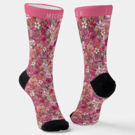Benutzerdefinierte weiße Blume rosa Blumenmuster Socken