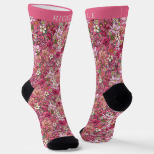 Benutzerdefinierte weiße Blume rosa Blumenmuster Socken