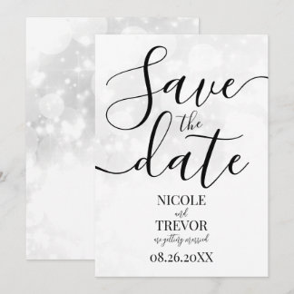 Benutzerdefinierte Weiße Bokeh-Hochzeit Save The Date