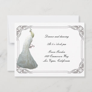 Benutzerdefinierte Weiße Pfau-Hochzeitsempfangskar Einladung