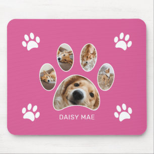 Benutzerdefinierte weiße Pfotenabdruck-Name-Foto-C Mousepad