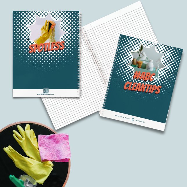 Benutzerdefinierte Werbetipps #Hashtag-Sauberkeit Notizbuch (Custom Promotional #Hashtag Clean Tips Notebook - Photo Motto Social QR-code)